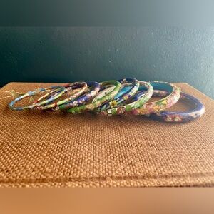 Set of 8 Cloisonné Bangles various colors & sizes.
